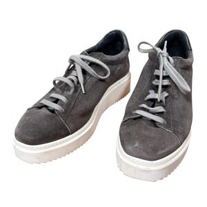 Homers Artisan Suede Platform Sneakers Grey Lace Up Low Top Shoes Size 38.5 US 8